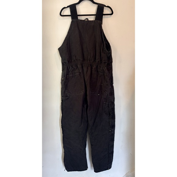 Berne Insulated Workwear Bib Overalls Womens XL Black Canvas Quilted Lined - Picture 7 of 8
